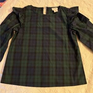 Girls Plaid Ruffled Shirt